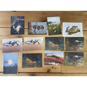 Lot of 12 Chesapeake Bay Virginia Blank Greeting Cards. Crabs. Boats. Water.